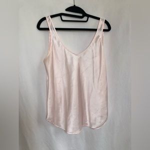 Faux Pink Satin Blouse